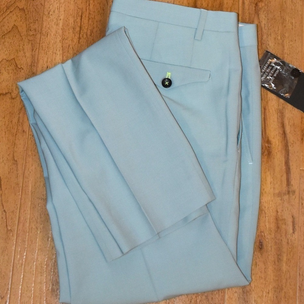 Twisted Tailor Bala Tall Trousers Mens 32/34 Mint‎ Blue NEW Slim Fit Dress Pants